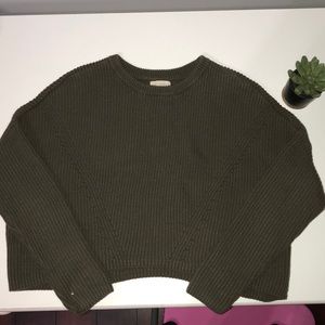Army green cropped sweater from Pacsun